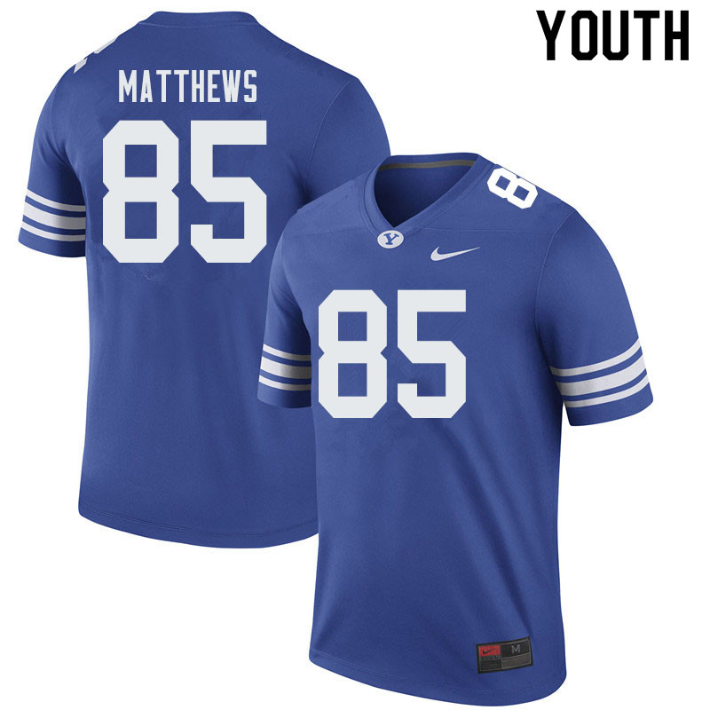 Youth #85 Bret Matthews BYU Cougars College Football Jerseys Sale-Royal - Click Image to Close